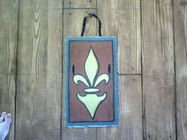 fleur de lis brown on slate