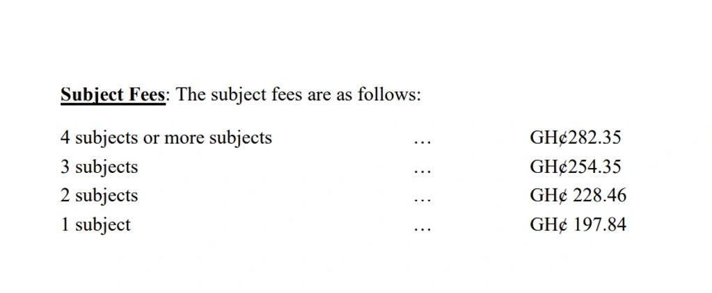 Subject Fees