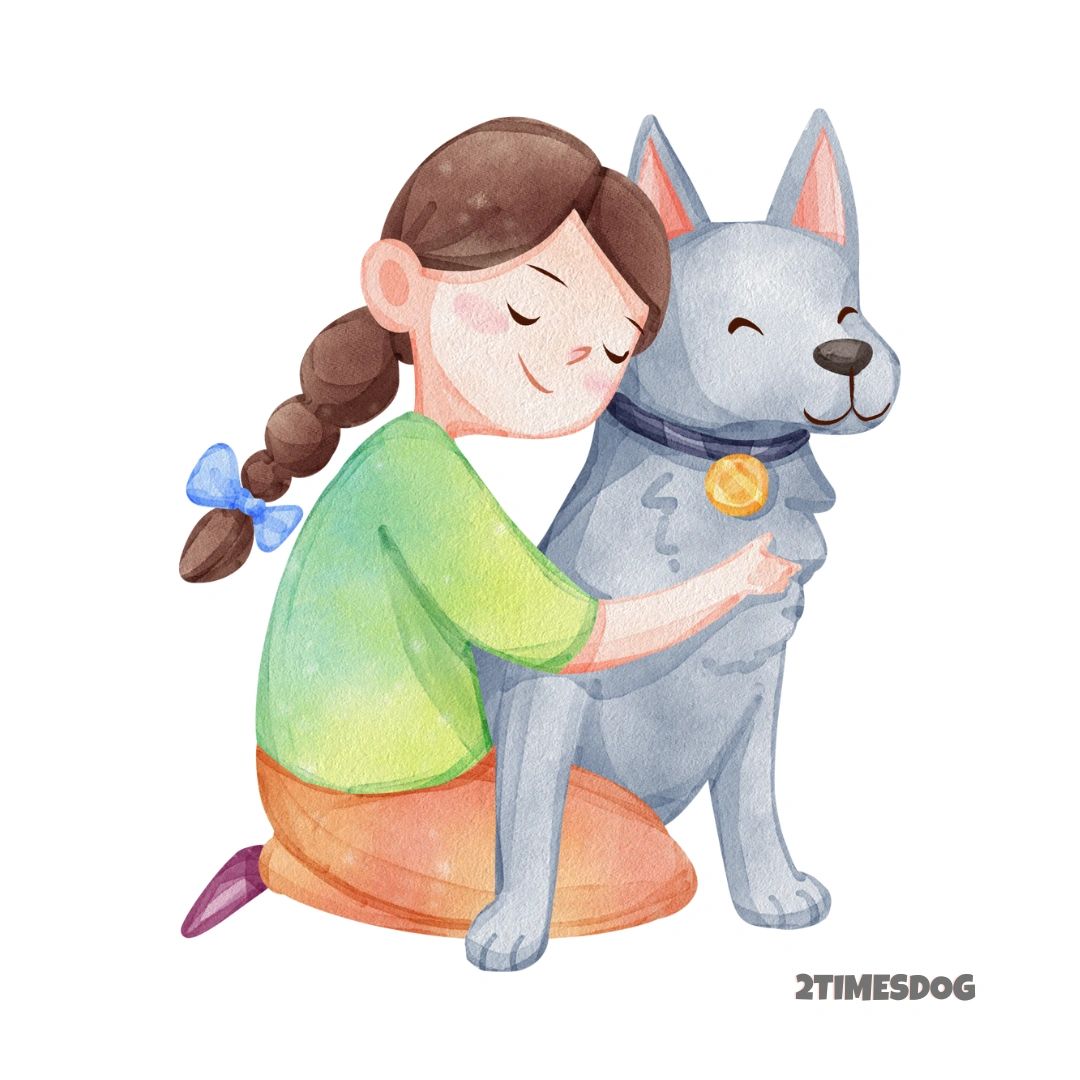 A girl hugging dog