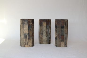 whiskey barrel wood vase for flowers, weddings, and home decor