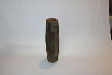 Modern Rustic whiskey barrel wood vase for flowers, weddings, and home decor