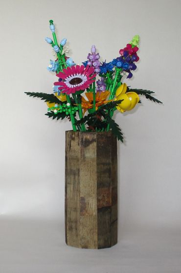 whiskey barrel wood vase for flowers, weddings, and home decor.  Made from staves