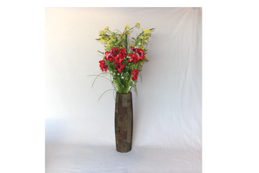 Tall whiskey barrel wood vase for flowers, weddings, and home decor