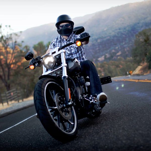 Michael, riding his Harley-Davidson motorcycle near Del Valle in Livermore