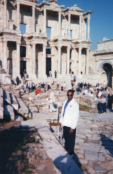Elder Randall Ogans Sr. at the Library of Celsus in Ephesus, Western Turkey Anatolia.  