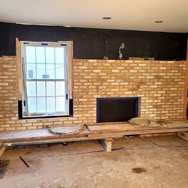 Brick fireplace