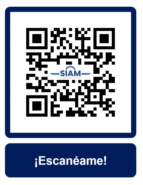 QR code with a prompt to scan, featuring the SIAM logo.