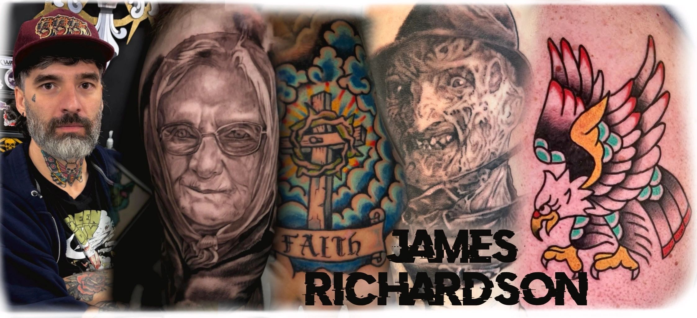 Portrait and colorful tattoos by James Richardson.