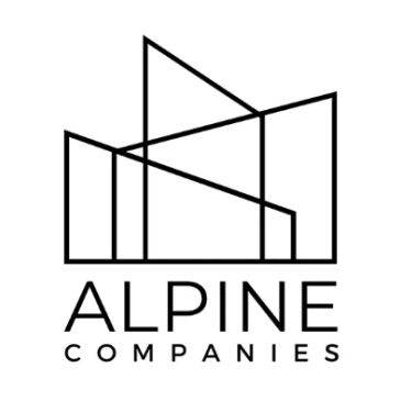 Minimalist logo of Alpine Companies with geometric mountain shapes.