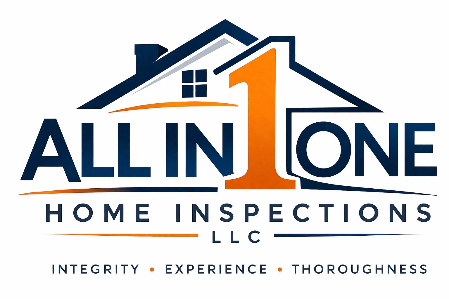 Logo for All In One Home Inspections with a house graphic and key values.