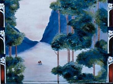 Painting art of mountains and trees
