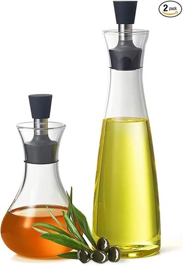 DHAEE 2 PACK Easy to Clean Glass Olive Oil Dispenser Bottle for Kitchen with Sealing Cap,Cooking Oil