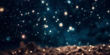 Glowing particles floating in the air.