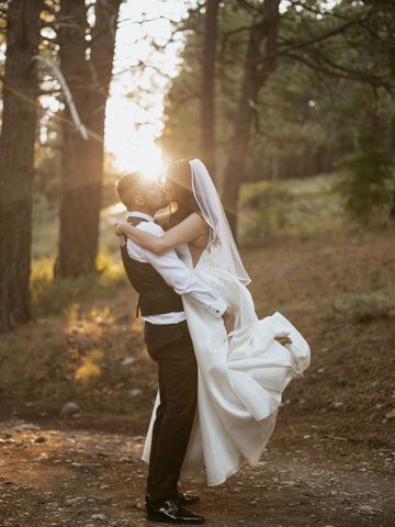 Couple wedding elopement celebration event venue for events pine trees pines lodge rustic