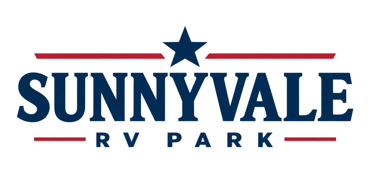 Sunnyvale RV Park logo with star and stripes.