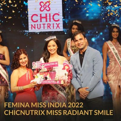 Femina Miss India 2022 celebration with Chicnutrix Miss Radiant Smile winner.