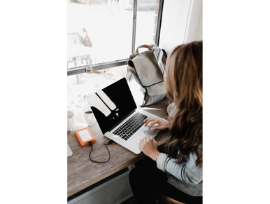 woman working remotely