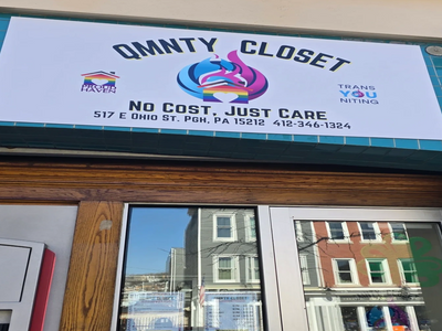 sign outside of the QMNTY closet, located at 517 East Ohio st.
Donations are acepted every day we ar