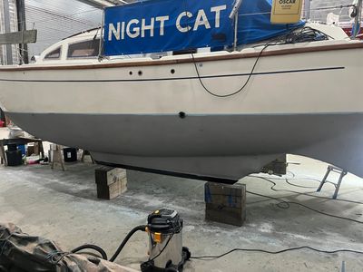 Primed after Osmosis treatment, sheathed with biaxial matting and West System epoxy.