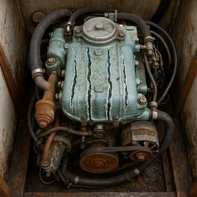 Frost damaged inboard engine.