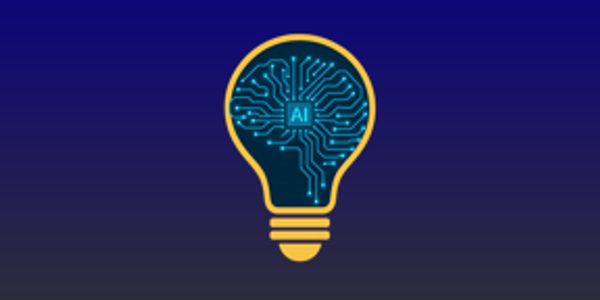 Light bulb with AI circuit design signifies innovative artificial intelligence ideas.