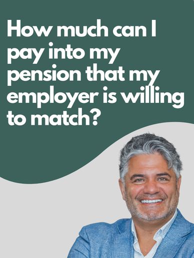 Man smiling with text about pension contribution matching.