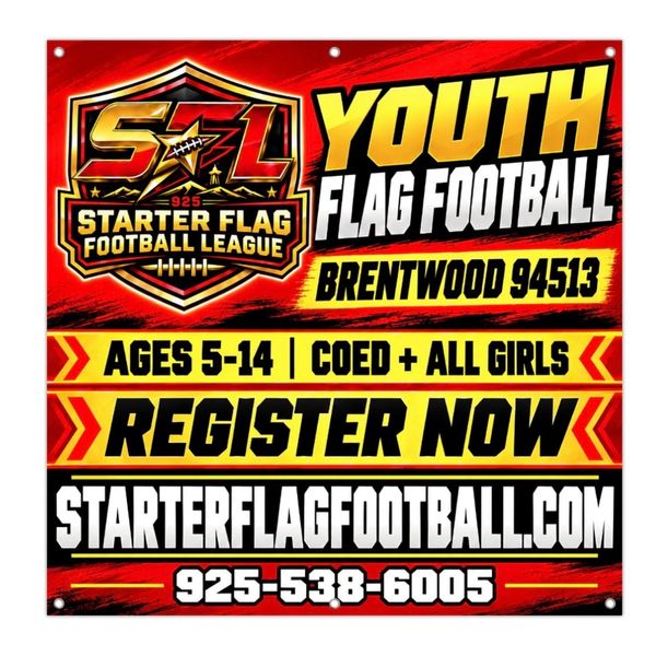 Youth flag football league registration information.