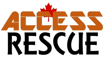 Logo of Access Rescue with a red maple leaf.