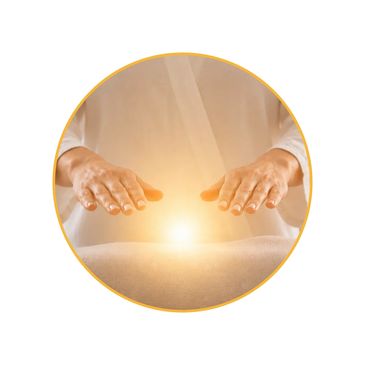 Reiki healing hands with light source