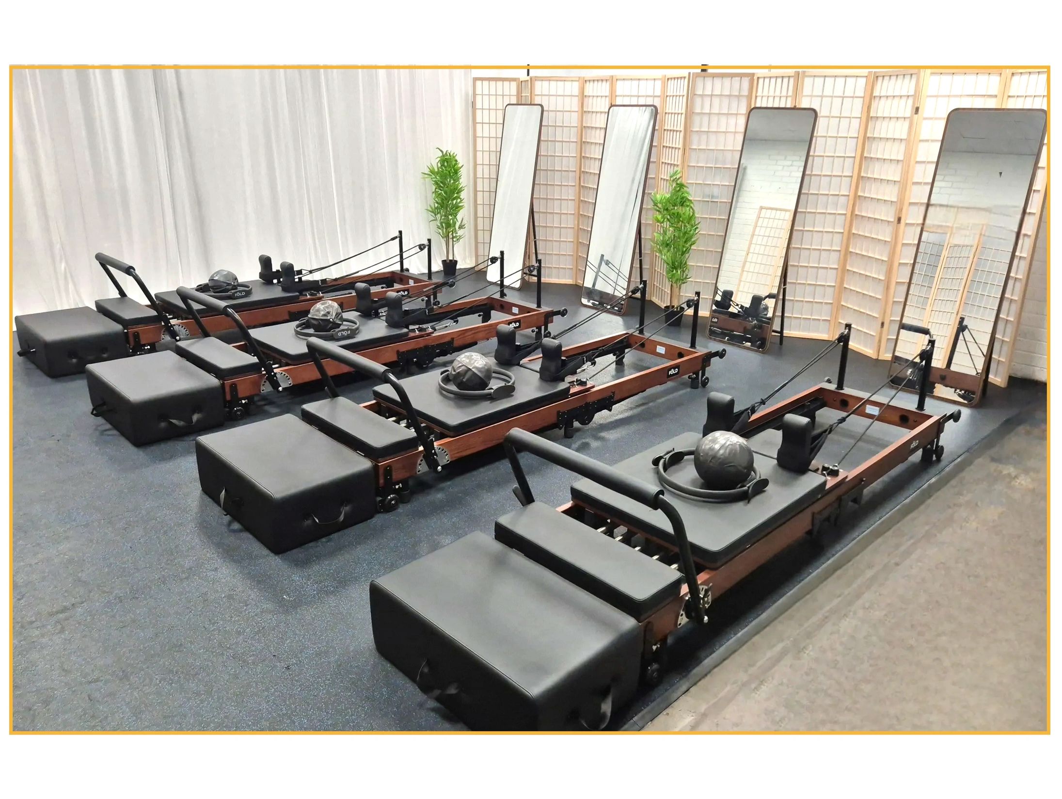 Four reformer beds in a small boutique studio in Dulwich College, London SE21 7LE