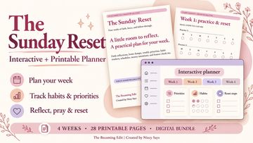 The Sunday Reset interactive and printable planner for weekly planning.