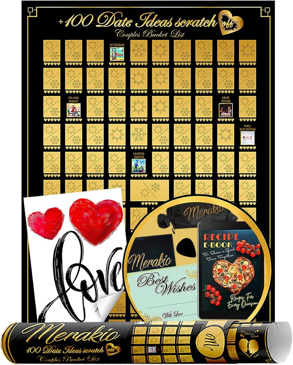 100 Dates Scratch Off Poster, Couples Date Night Ideas