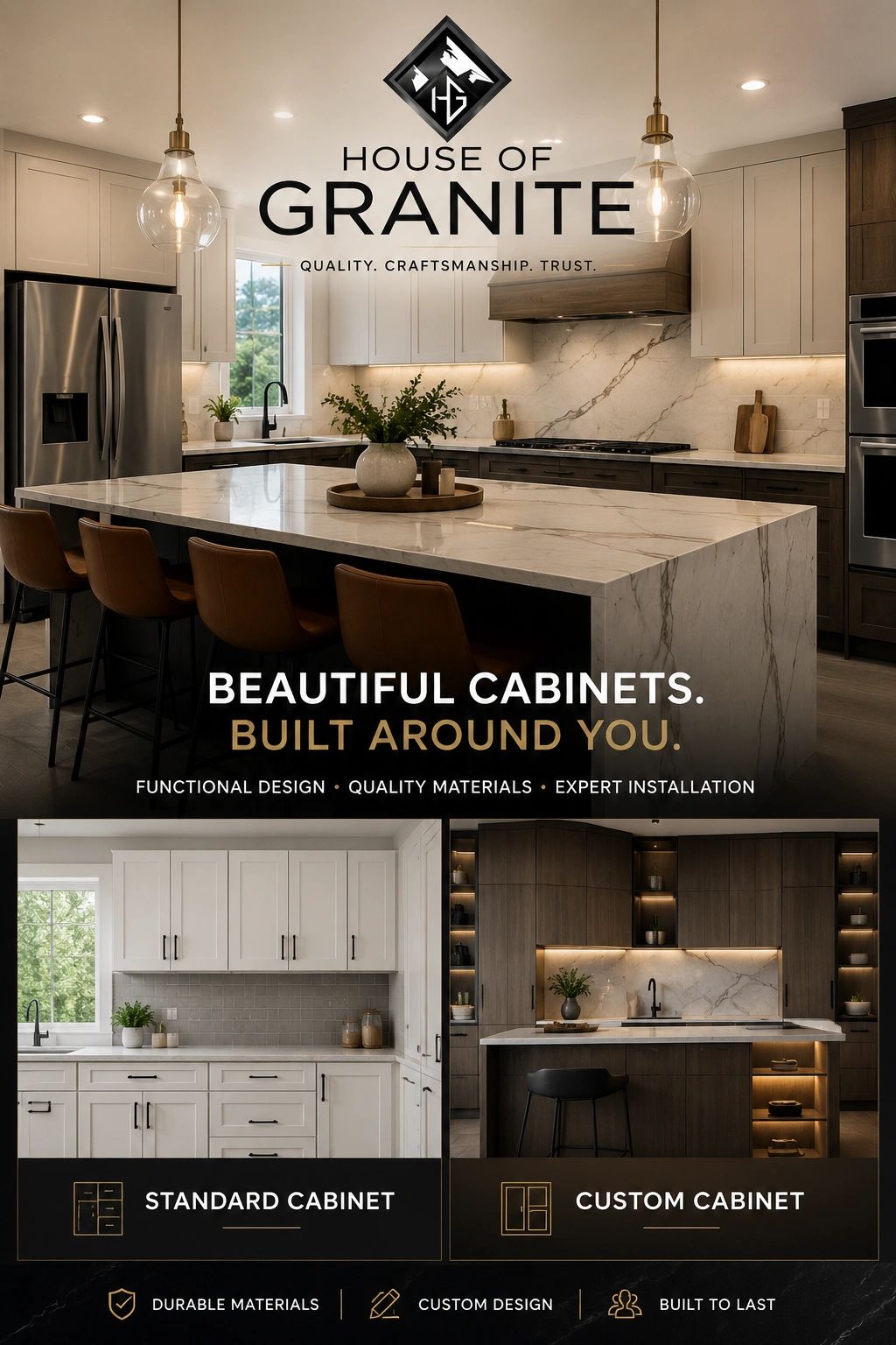 Modern kitchen cabinets by House of Granite.