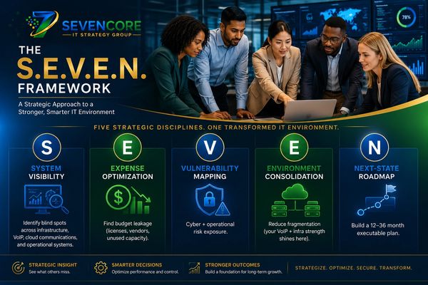 The S.E.V.E.N. Framework for a smarter IT environment by SevenCore IT Strategy Group.