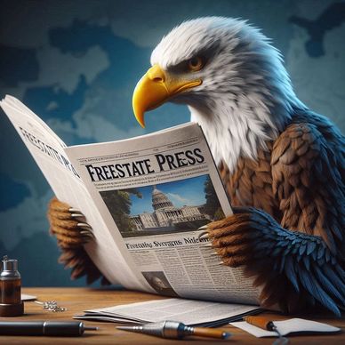 Eagle reading the FreeState Press