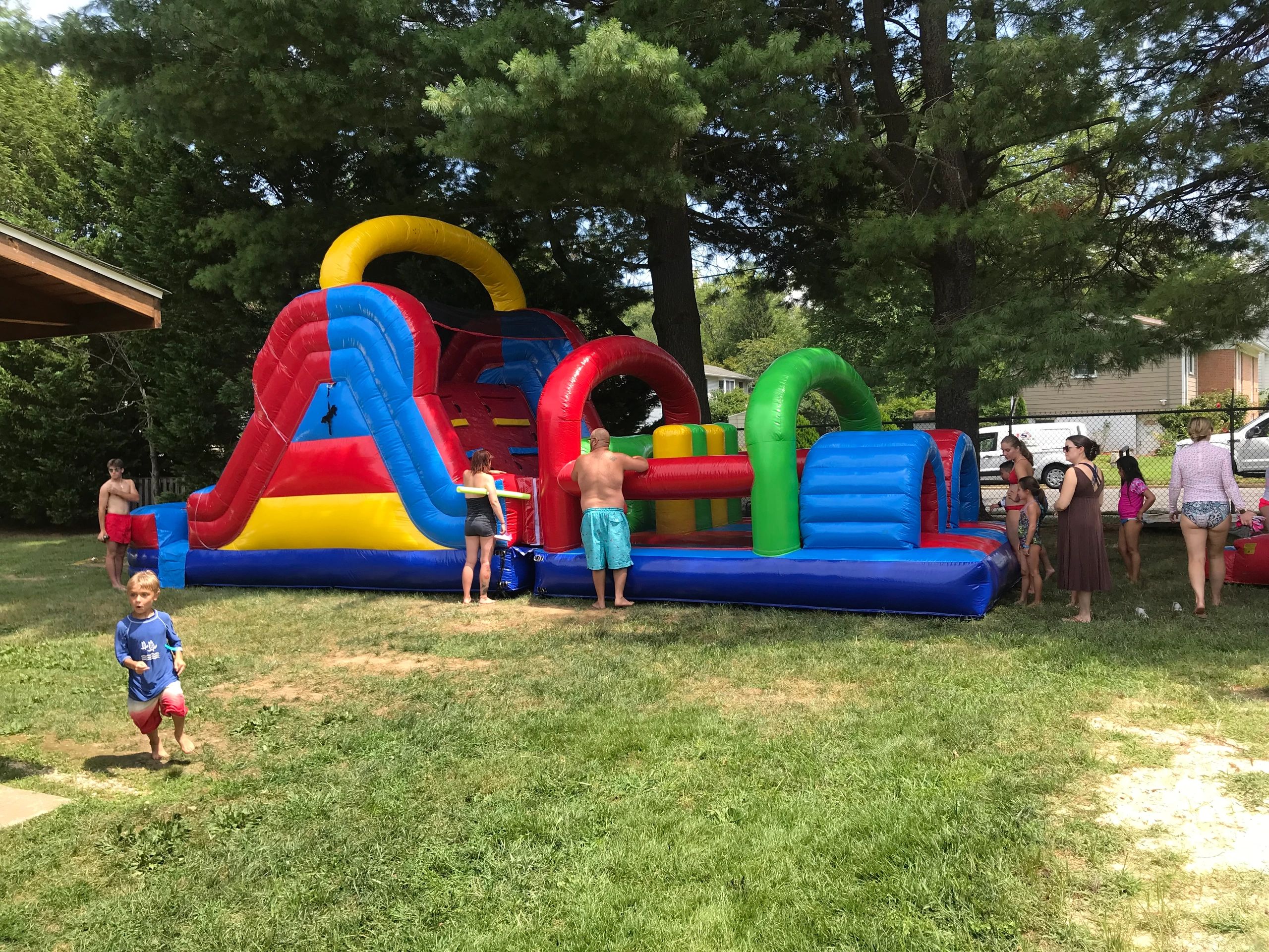 40’ obstacle course with waterslide and pool exit $650