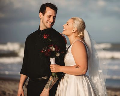 Bride and Groom on a beach at a wedding

