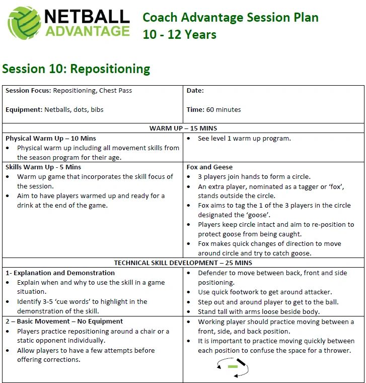 Reposition Team 10-12 Years - Repositioning