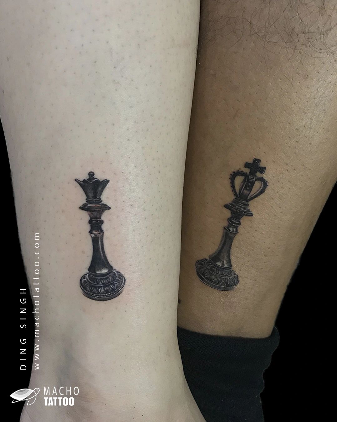 Chess King and Queen Couples Temporary Tattoo