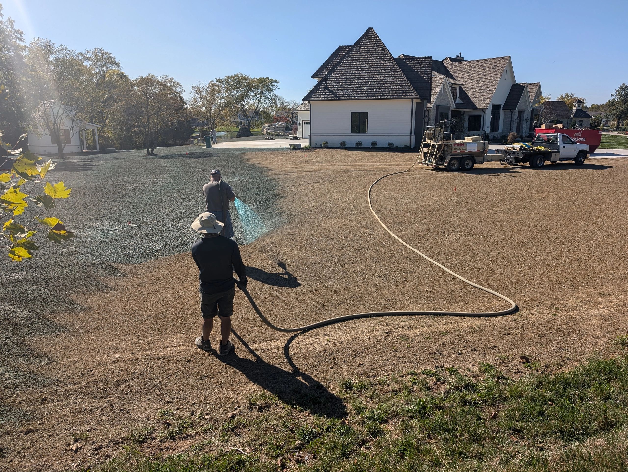 Hydroseeding a new lawn in Carmel