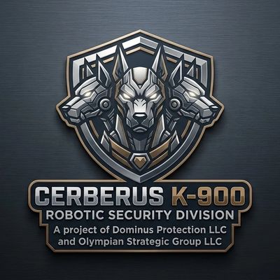 Logo of Cerberus K-900 robotic security division.