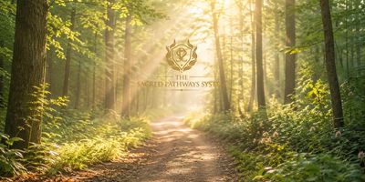 Sunlit woodland path representing the Sacred Pathways System™ and the journey through the Three Eras