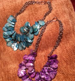 Color shells necklace (blue & purple)