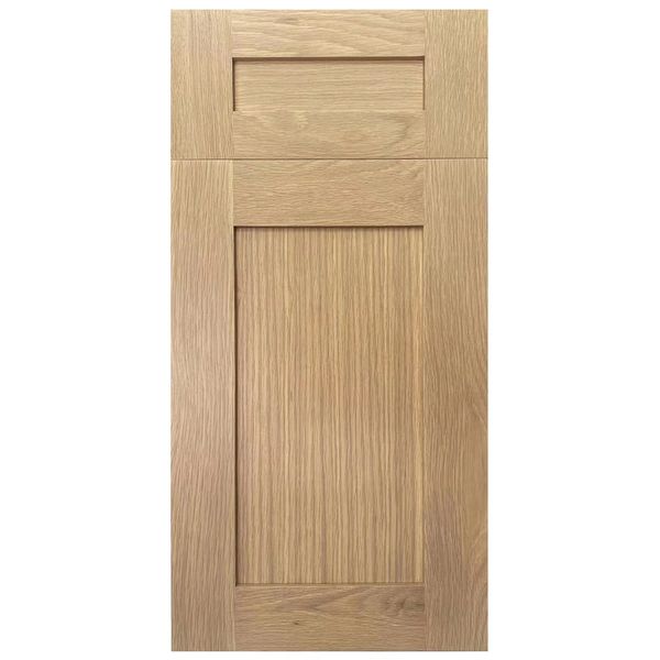 Wooden cabinet door with a recessed panel design.