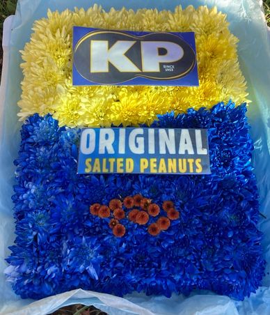 Special order KP nuts logo from fresh flowers, ask Sarah for details of any logo you like.