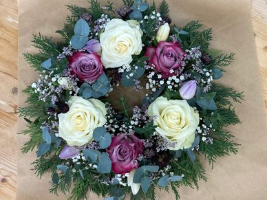 Fresh Rose and Eucalyptus Wreath 