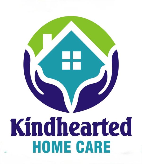 Logo for Kindhearted Home Care with hands cradling a house.