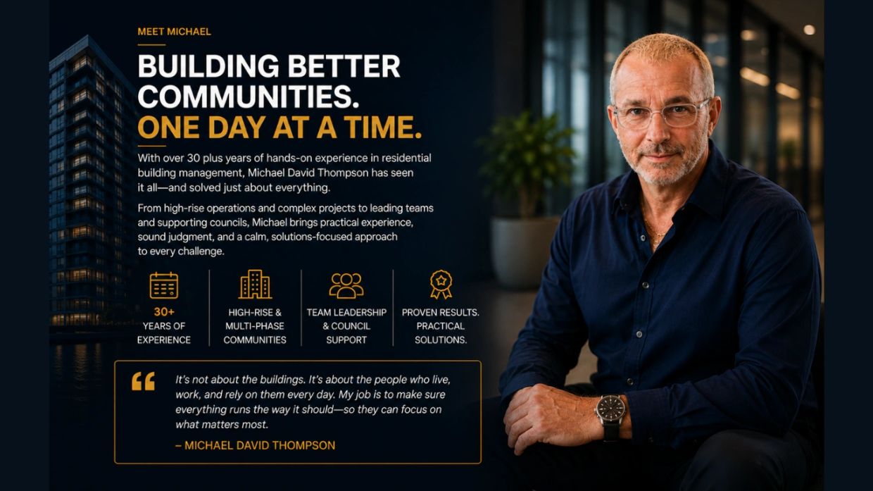 Profile of Michael David Thompson, an experienced residential building manager.
