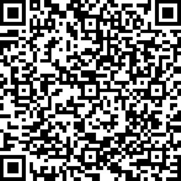 A detailed black and white QR code pattern.