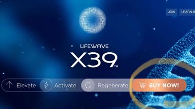 LifeWave X39 product interface with options to elevate, activate, and regenerate.